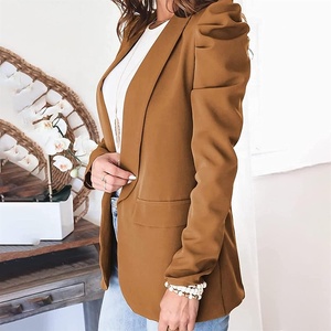 <span class=keywords><strong>Blazer</strong></span> Wanita Lengan Berlipit Kerah Lapel Cardigan Jaket Kantor Mantel Bisnis Pakaian Kerja <span class=keywords><strong>Blazer</strong></span> Kasual - Product Image 3