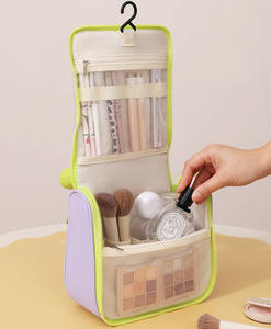 Warna Macaron Baru Gantungan Poliester dengan Ritsleting Pegangan Lembut Tahan Air untuk Tas Kapasitas Besar Organizer Kosmetik Portabel - Product Image 4