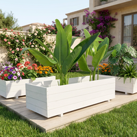 Jardinière en bois élégante et classique pour l'extérieur, avec trou de drainage, revêtement imperméable, base robuste, utilisation au sol pour les plantes