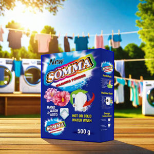 Conception personnalisée gratuite 500g carton haute efficacité élimination des taches lavage savon propre approvisionnement en gros détergent à lessive en poudre - Product Image 2