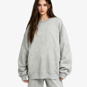 TKAN412 Women <b>Crewneck</b> Sweatshirt Oversized Casual Drop Shoulder Fleece Cotton Oversized Pullover Streetwear Print Wholesale - Product Image 2