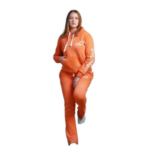 KY <span class=keywords><strong>Femme</strong></span> cordon sérigraphie <span class=keywords><strong>pull</strong></span> sur pour femmes pantalon évasé lavage à l'acide survêtement dames survêtements - Product Image 2