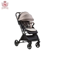 Poussette de voyage compacte en lin de haute qualité, roues universelles à 360°, cadre en alliage d'aluminium, poussette légère pour bébé, style sac à dos