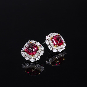 Großhandel Schmuck S925 ganzkörper silber heißer Verkauf Farbe Schatz Zucker-Turm voller Diamanten Ohrringe Hauptstein 8*8 für Damen - Product Image 5