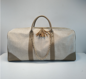 Sac de voyage de week-end pour femme avec chaîne, motif rayé alphabet, pour les vacances à la plage, 2023 - Product Image 1