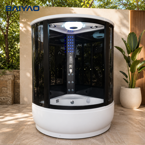 Nouveau moderne acrylique Quadrant hôtel utiliser Whirlpool Hydro Massage trempage <span class=keywords><strong>baignoire</strong></span> vapeur <span class=keywords><strong>douche</strong></span> noir encadré lumière LED cabine de <span class=keywords><strong>douche</strong></span> - Product Image 3