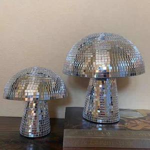 Y971 Mirrored Creative Glass <strong>Disco</strong> <strong>Mushroom</strong>, Minimalist Home Decor Bedroom Resin Craft Ornament - Product Image 1