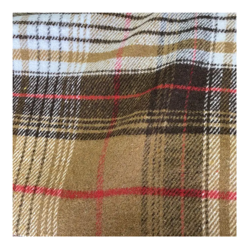 Wholesale heavy weight 60% cotton 40% recycled yarn dyed twill check flannel shirts fabric