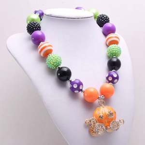 Citrouille chariot pendentifs collier Halloween bijoux pour bébé filles enfant grosses perles collier Festival cadeaux - Product Image 5