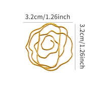 Clips de papier en forme de fleur rose dorée en métal, vente en gros, fournitures de papeterie DIY pour agenda, marque-page, cadeau