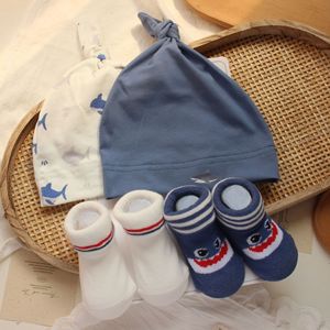 도매 신생아 모자 양말 세트 고품질 만화 캐릭터 아기 여자아이 남자아이 양말 단색 면 아기 양말 세트 - Product Image 5