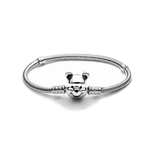 Bracciale con ciondolo Disney Winnie <span class=keywords><strong>the</strong></span> <span class=keywords><strong>Pooh</strong></span> in argento sterling 925 con zirconi, regalo di gioielleria raffinata per donna - Product Image 4
