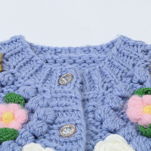 Suéteres de Moda Personalizados OEM/ODM, Suéteres <span class=keywords><strong>Vintage</strong></span> Divertidos Hechos a Mano con Flores, Suéteres Dulces para <span class=keywords><strong>Mujer</strong></span> con Cuello Redondo, Cierre de Botón, Manga Larga - Product Image 4