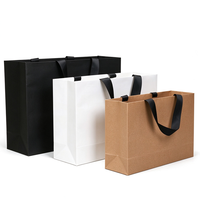 Sacs en papier kraft brun biodégradables et recyclables avec logo personnalisé imprimé, pour la vente à emporter, les restaurants, le café, avec poignée
