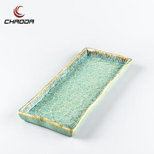 Assiette rectangulaire en céramique <span class=keywords><strong>verte</strong></span> de restaurant nordique de vente en gros directe d'usine - Product Image 2