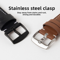 Correa de reloj inteligente Upro de liberación rápida de 20/22 mm para Huawei GT5/GT6, correas de reloj de cuero marrón con hebilla plateada de 18 mm, 20 mm y 22 mm