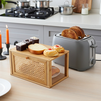 Boîte de rangement pour pain en bambou naturel, écologique, avec porte en rotin et fenêtre transparente, pour la conservation de la fraîcheur en cuisine, directement de l'usine