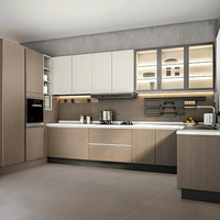 Meuble de cuisine moderne en mélamine en forme de L, armoires de cuisine multifonctionnelles, mobilier sur mesure pour toute la maison, vente en gros et conception gratuite