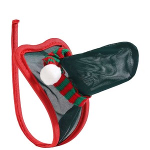 Christmas Style C <b>String</b> Panties Men Low Rise Sexy Underwear With Hat Design Polyester Spandex Nylon Material - Product Image 4