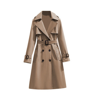 New Trendy <strong>Womens</strong> Korean-Style Mid-Length Fashionable Elegant Casual Polyester Fleece Lined <strong>Trench</strong> <strong>Coat</strong> - Product Image 1