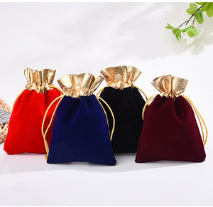 Gold Drawstring Closure <b>Pouch</b> Gift Velvet Bag for Jewelry Packaging X-mas Holiday - Product Image 6