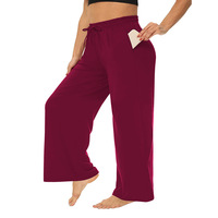 Pantalon décontracté ample pour femme grande taille 2026, coupe droite, taille élastique, avec cordon de serrage et poches