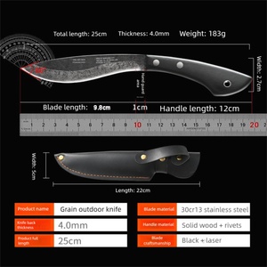 มีดพับปรับแต่งได้สำหรับตั้งแคมป์กลางแจ้ง สแตนเลสอเนกประสงค์ขนาดเล็ก ใบมีดตรง สำหรับเอาตัวรอดในป่า ด้ามไม้ DIY - Product Image 6