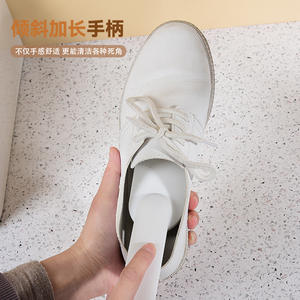 แปรงขัดรองเท้าสีขาวพร้อมขนแปรงไนลอนนุ่มและด้ามจับยาวสำหรับทำความสะอาดรองเท้าและเสื้อผ้าอย่างล้ำลึก - Product Image 1