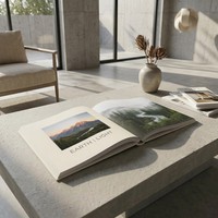Carnet professionnel personnalisé en cuir végétalien avec logo estampé à sec, reliure cousue Smyth, format ouvert à plat, agenda d'affaires pour entreprises