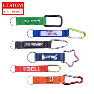 Wholesale Wrist Strap Climbing Carabiner Lanyards with logo Custom Promotional Keychains Carabiners with Polyester Lanyards