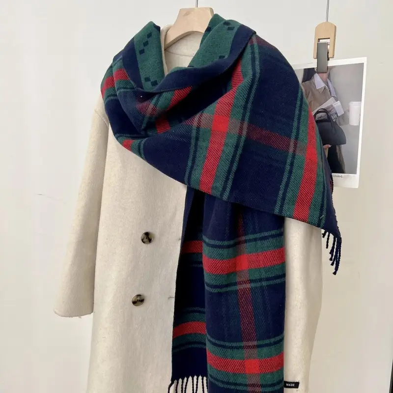Bufanda de Cachemira de imitación francesa 2024 nueva bufanda cálida con letras G doble bufanda con flecos de lana de doble cara