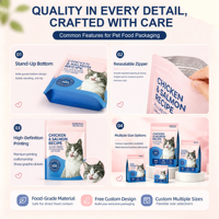 Pochette personnalisée en papier kraft brun imprimée numériquement, laminée nylon BOPP haute résistance à l'humidité pour aliments pour animaux de compagnie, friandises pour chiens et chats