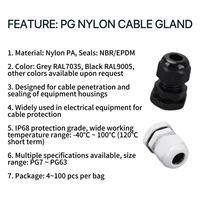 Presse-étoupes électriques en nylon OUORO série PG (32-50) étanches IP68, noir/gris, pour câbles, qualité assurée
