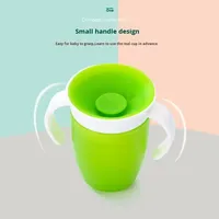 Gobelet d'apprentissage pour bébé rotatif à 360 degrés avec double poignée, couvercle rabattable, anti-fuite, en silicone, biberon pour nourrissons
