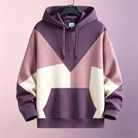 Sweat-shirts à capuche haut de gamme pour hommes, color block, personnalisés, coupe oversize, épaules tombantes, poche kangourou, style streetwear, OEM ODM