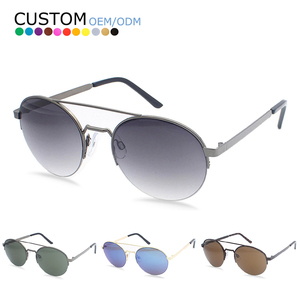 High Quality <b>Sunglasses</b> Fashion Round Half Frame UV400 Polarized Shades Logo Custom <b>Sunglass</b> - Product Image 1