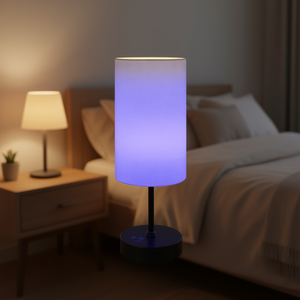 Lampe de table Unicozin 3000K LED avec abat-jour en tissu beige, design moderne, lumière de chevet, variateur d'intensité progressif, petite taille, forme cylindrique - Product Image 2
