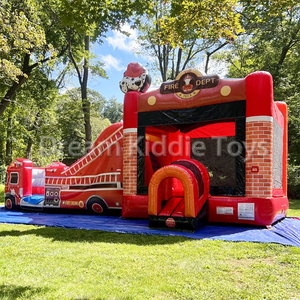 Château gonflable de <span class=keywords><strong>camion</strong></span> de pompiers en PVC commercial avec toboggan, station de pompiers, château gonflable pour <span class=keywords><strong>location</strong></span> - Product Image 2