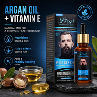 Huile à barbe pour hommes, huile d'argan et vitamine E, revitalisant pour la croissance de la barbe, 1 fl oz