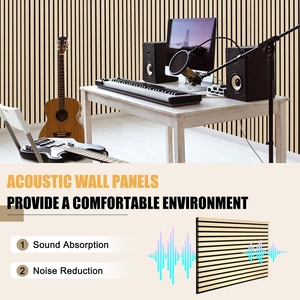Paneles Acústicos de Listones de Madera de Roble Blanco, Paneles Absorbentes de Sonido Akupanel con Revestimiento de Fieltro PET para Cine en Casa, Oficina, Estudio - Product Image 4