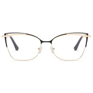 SHファッションメタルスペクタクルアイウェアメガネ女性用高品質キャットアイ眼鏡光学メタルフレーム
