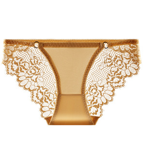 กางเกงในผู้หญิงสีพื้นผ้าซาตินลูกไม้ลายดอกไม้เอวกลางเซ็กซี่ ระบายอากาศได้ดี หรูหรา รับผลิตแบบ OEM ODM - Product Image 5