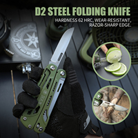 Pince multifonction professionnelle Xhandle MT-13 20-en-1 avec lame en acier D2, vert OD, outil EDC avec tige de démarrage de feu