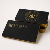 Cartes de visite de luxe personnalisées en papier recyclé avec logo en feuille d'or et bords colorés, cartes de remerciement pour petites entreprises