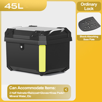 Top Case Moto Universel 45 L pour Casque, Coffre de Rangement Arrière avec Serrure en Matériau PP Durable