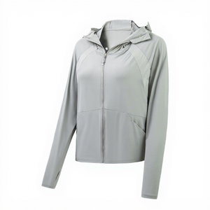 <b>Summer</b> Outdoor Ice Silk Unisex Hooded Full Length Regular Fit <b>Jacket</b> Zipper Closure UPF 50+ UV Protection Breathable - Product Image 1