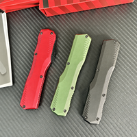 Couteau OTF, lame en acier Damas, manche en zinc et aluminium, couteau pliant de poche portable, outil de camping en plein air, EDC, vente en gros OEM, FBA