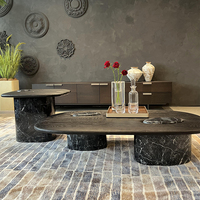 OKF prix d'usine hôtel villa comptoir en bois massif noir forme de champignon de luxe table basse à base de marbre peut être personnalisée