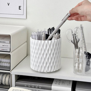 Qinfeng Rotating Pen Holder 12cm Plastic <b>Large</b> Capacity <b>Office</b> <b>Desk</b> Organizer Storage Rack - Product Image 1