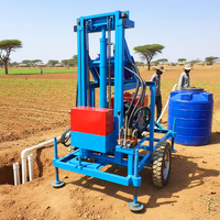 Foreuse de puits d'eau portable sur roues 100m 150m 200m avec moteur diesel 35HP et pompe à boue pour forage souterrain